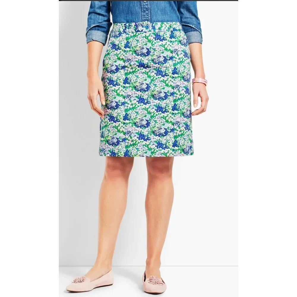 Talbots A-Line Stretch Skirt Flower Print Sz. 16 Boho Packable